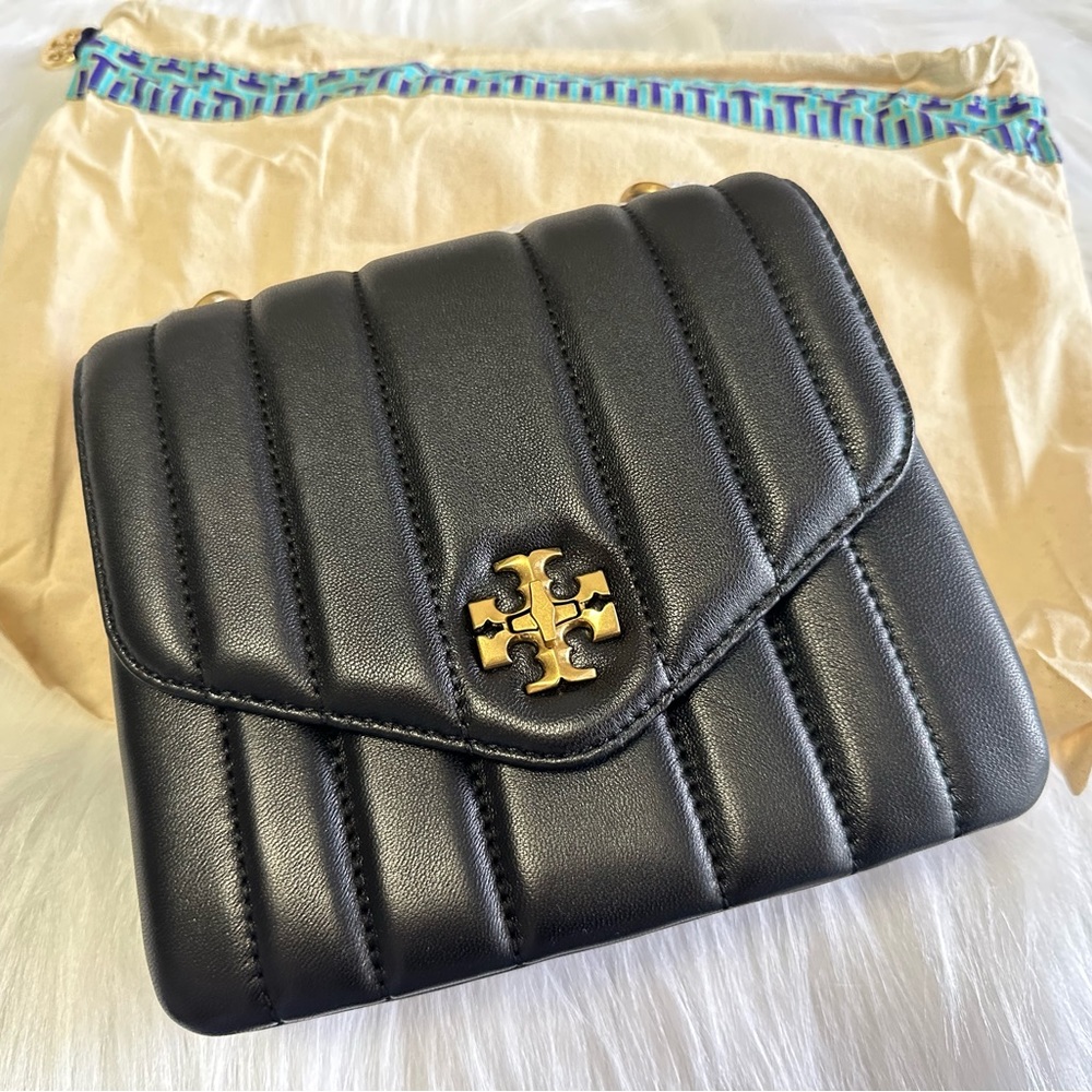 Tory Burch KIRA Quilted Leather Square Mini Crossbody ~NWT~ Black